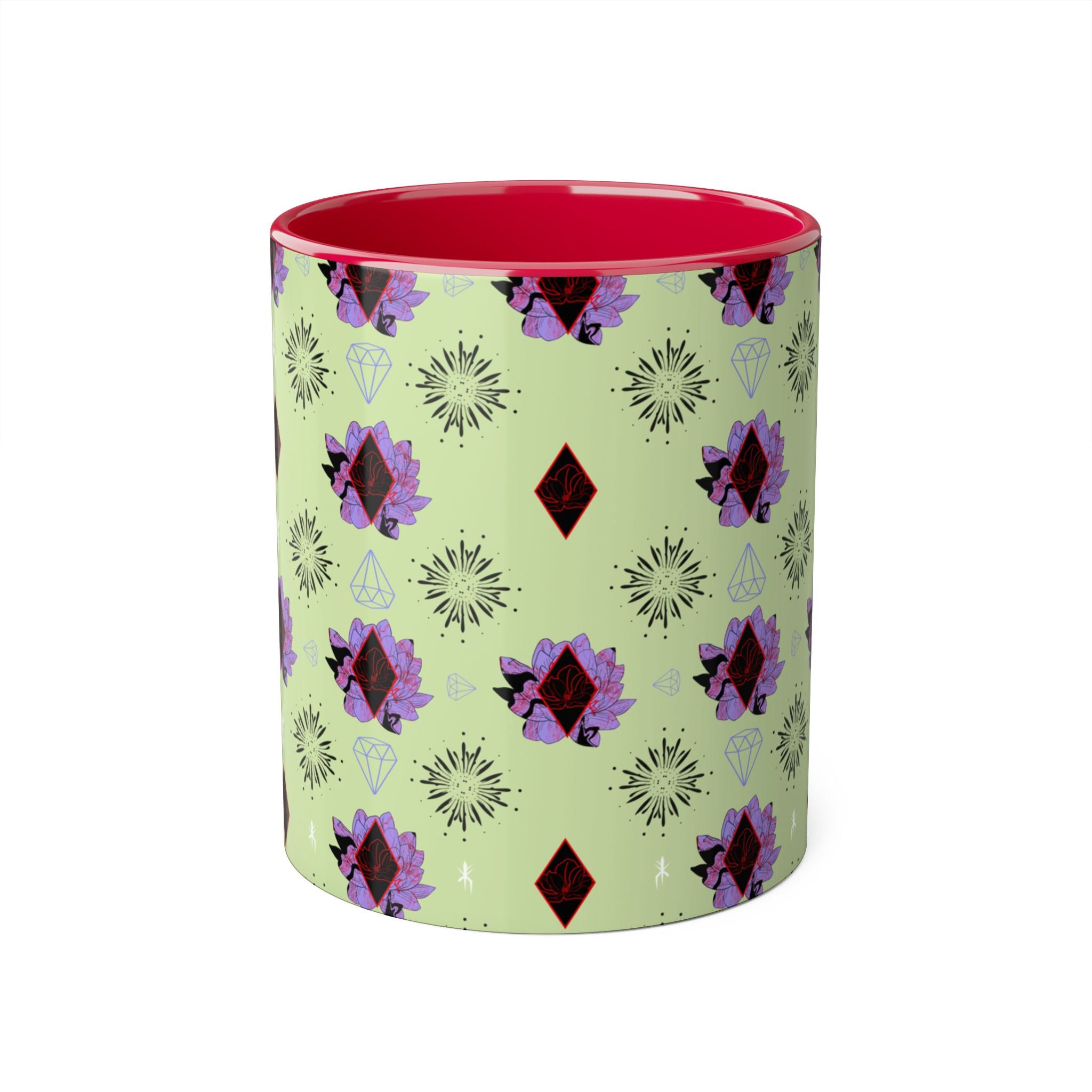Geometric Floral Accent Mug — 11oz Decorative Coffee Cup