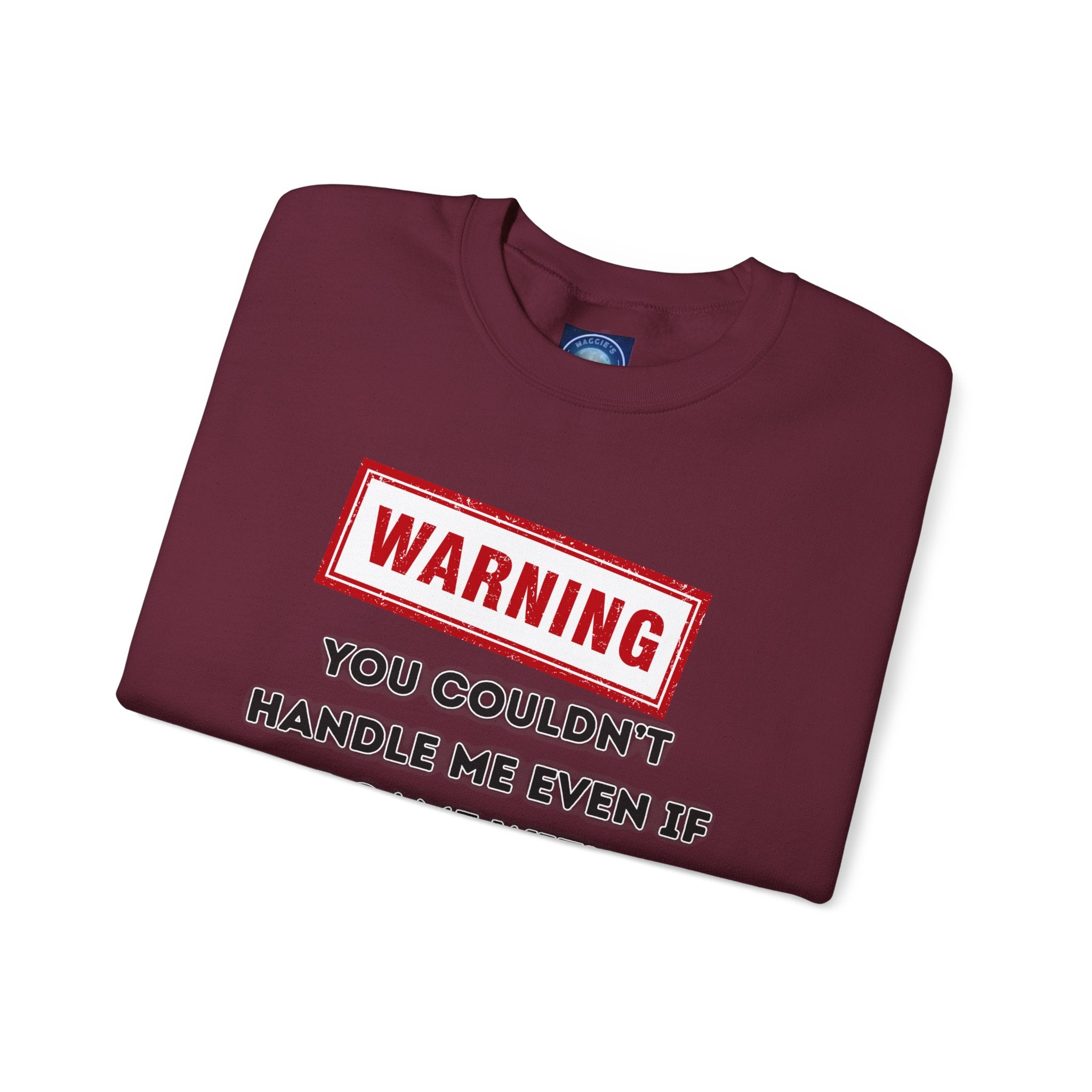 Warning Graphic Sweatshirt, Funny Crewneck for Laughter, Unisex Gift, Casual Style, Perfect for Everyday Wear