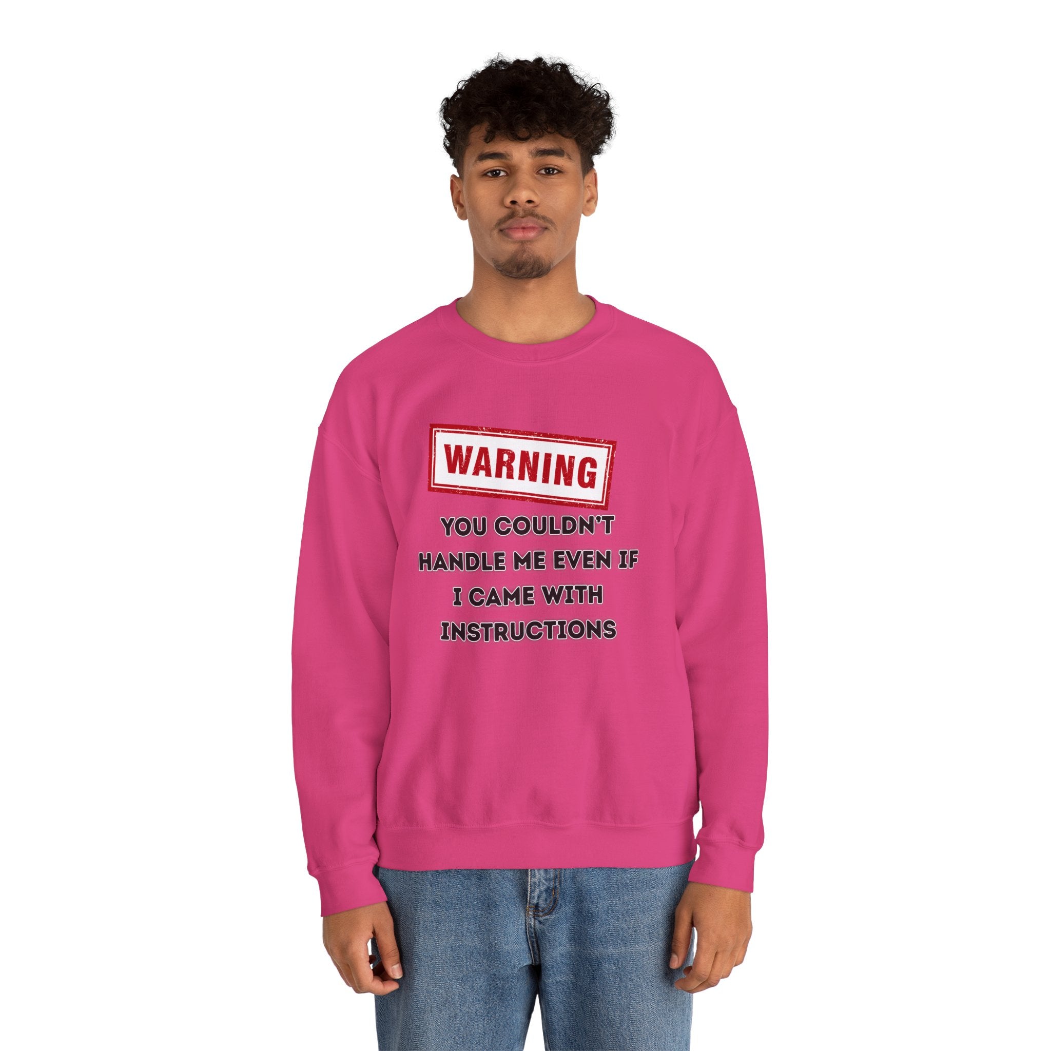 Warning Graphic Sweatshirt, Funny Crewneck for Laughter, Unisex Gift, Casual Style, Perfect for Everyday Wear
