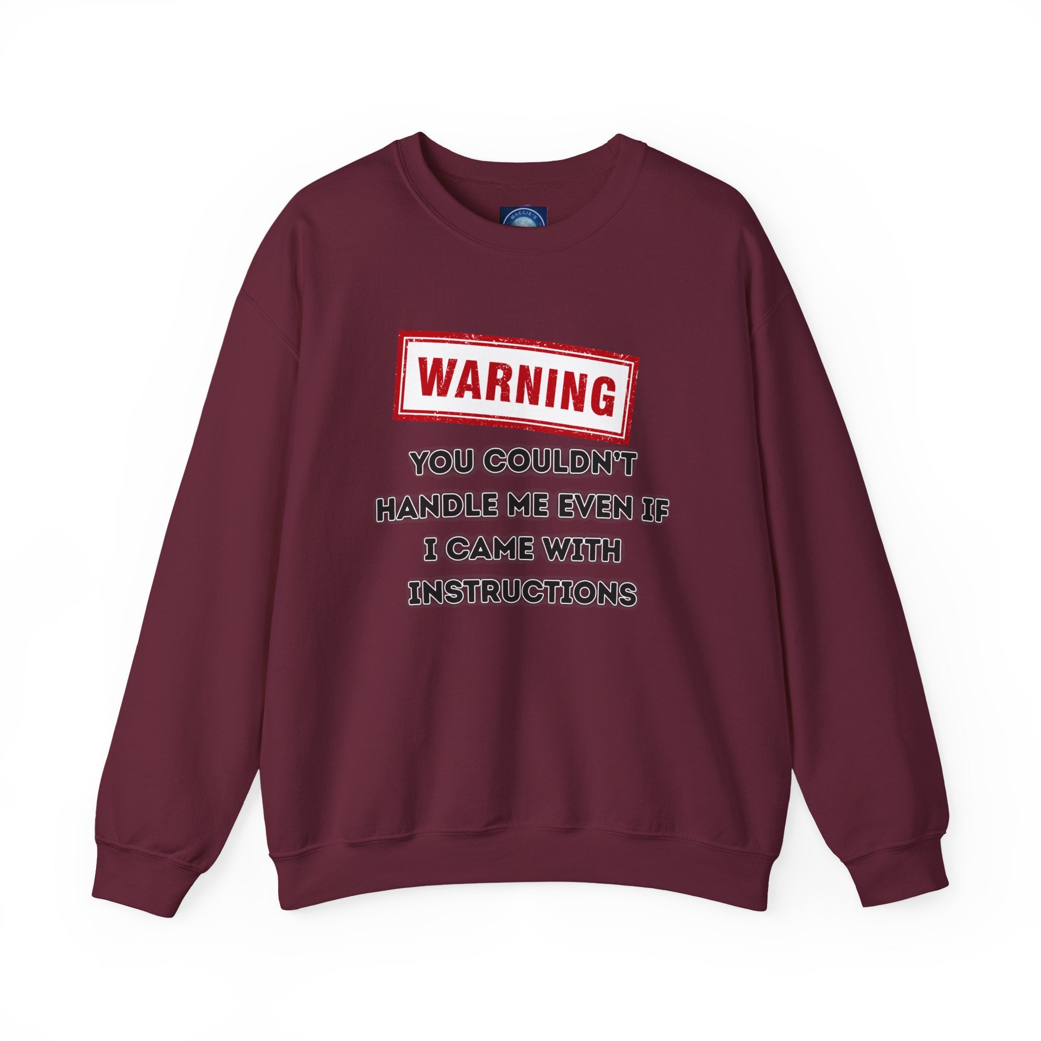 Warning Graphic Sweatshirt, Funny Crewneck for Laughter, Unisex Gift, Casual Style, Perfect for Everyday Wear