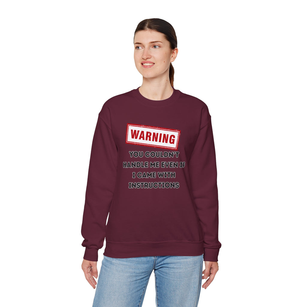 Warning Graphic Sweatshirt, Funny Crewneck for Laughter, Unisex Gift, Casual Style, Perfect for Everyday Wear