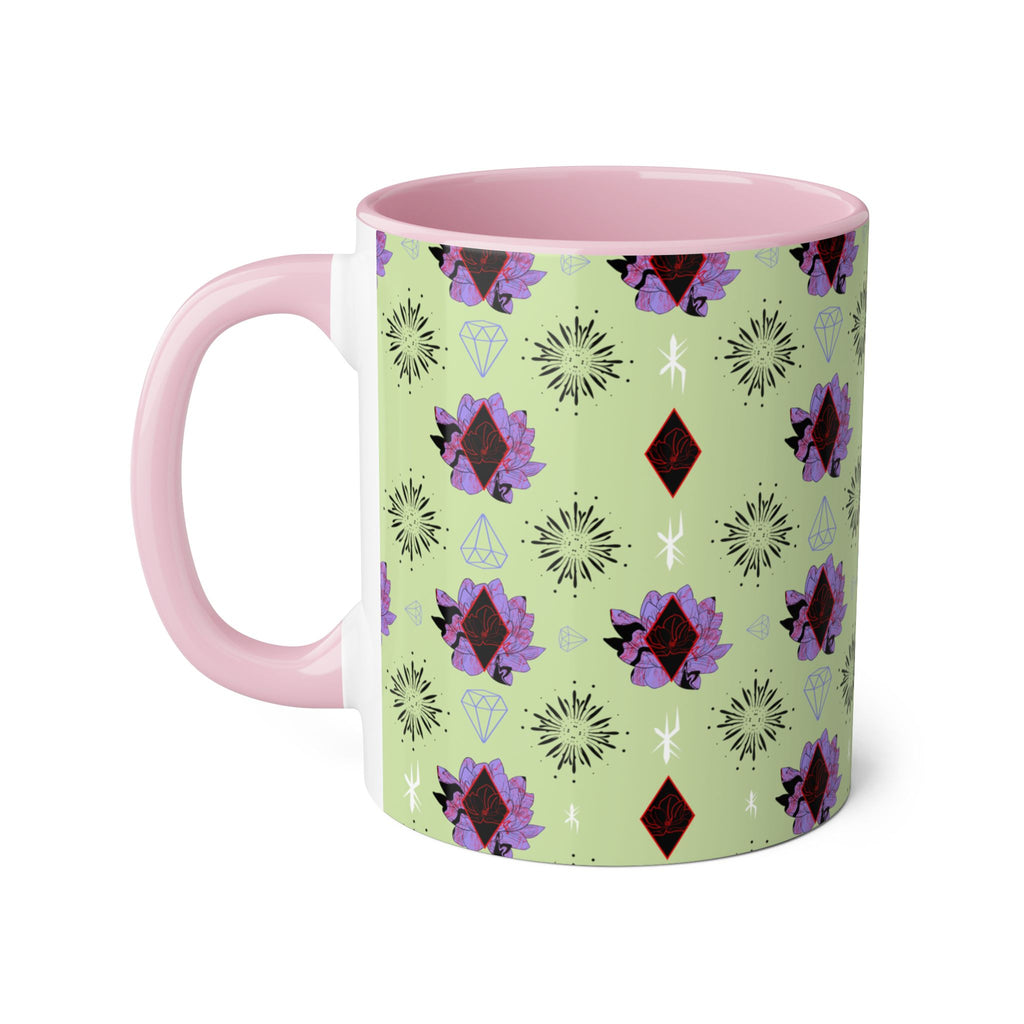 Geometric Floral Accent Mug — 11oz Decorative Coffee Cup