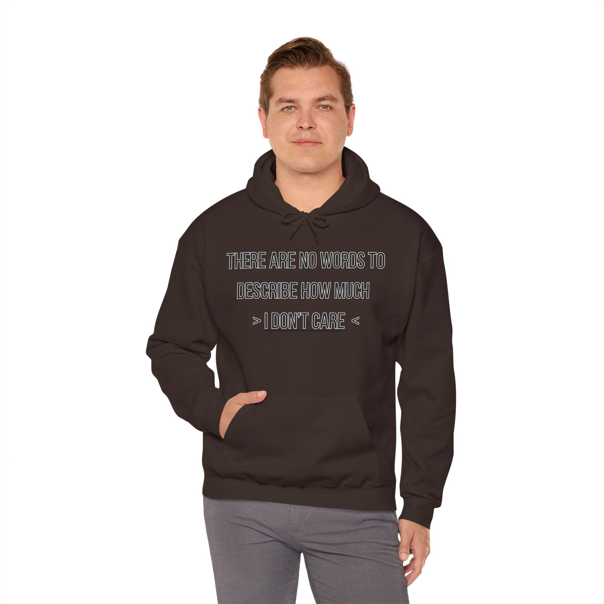 I Don't Care Hoodie | Unisex Heavy Blend Sweatshirt, Casual Wear, Gift for Friends, Cozy Fashion, Everyday Apparel