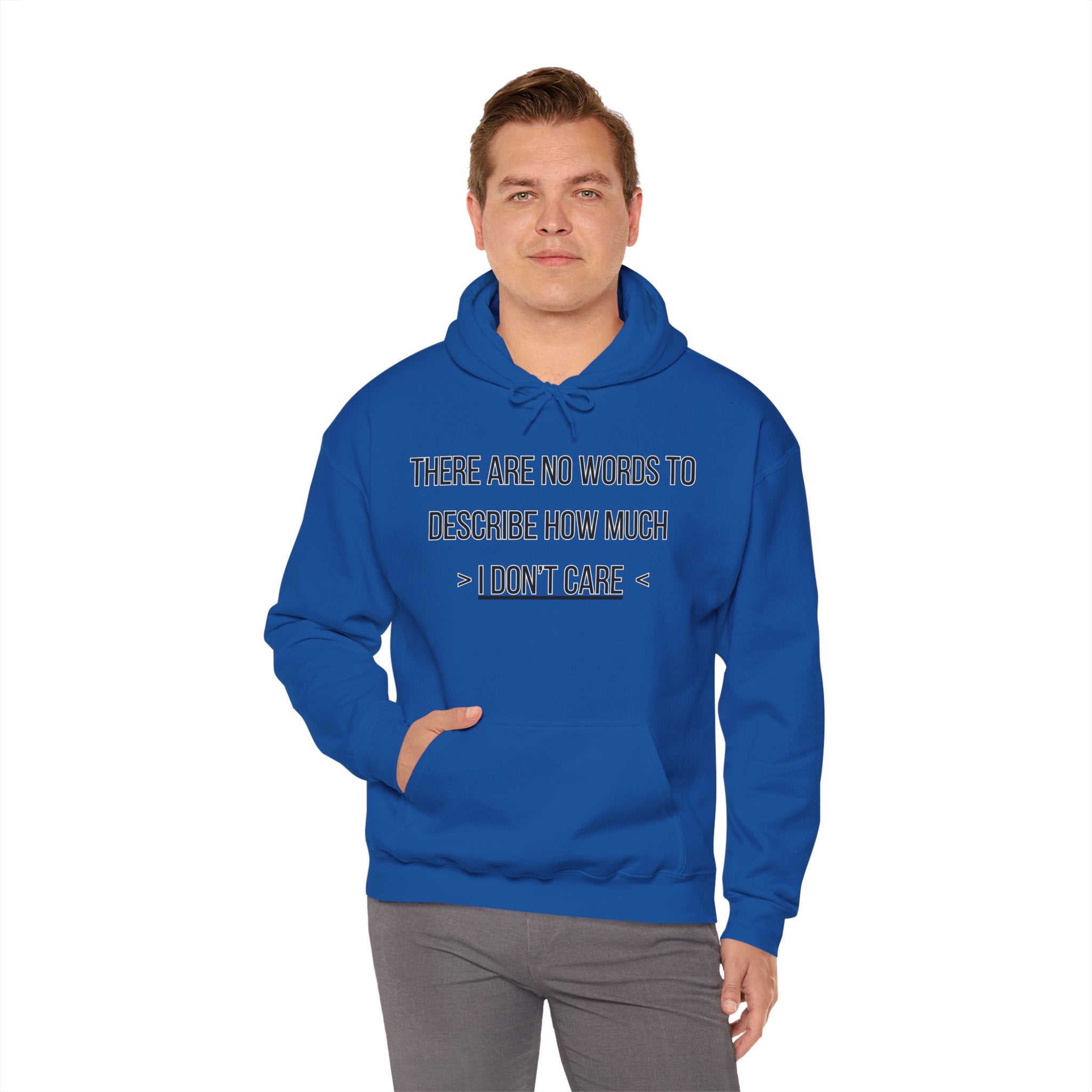 I Don't Care Hoodie | Unisex Heavy Blend Sweatshirt, Casual Wear, Gift for Friends, Cozy Fashion, Everyday Apparel