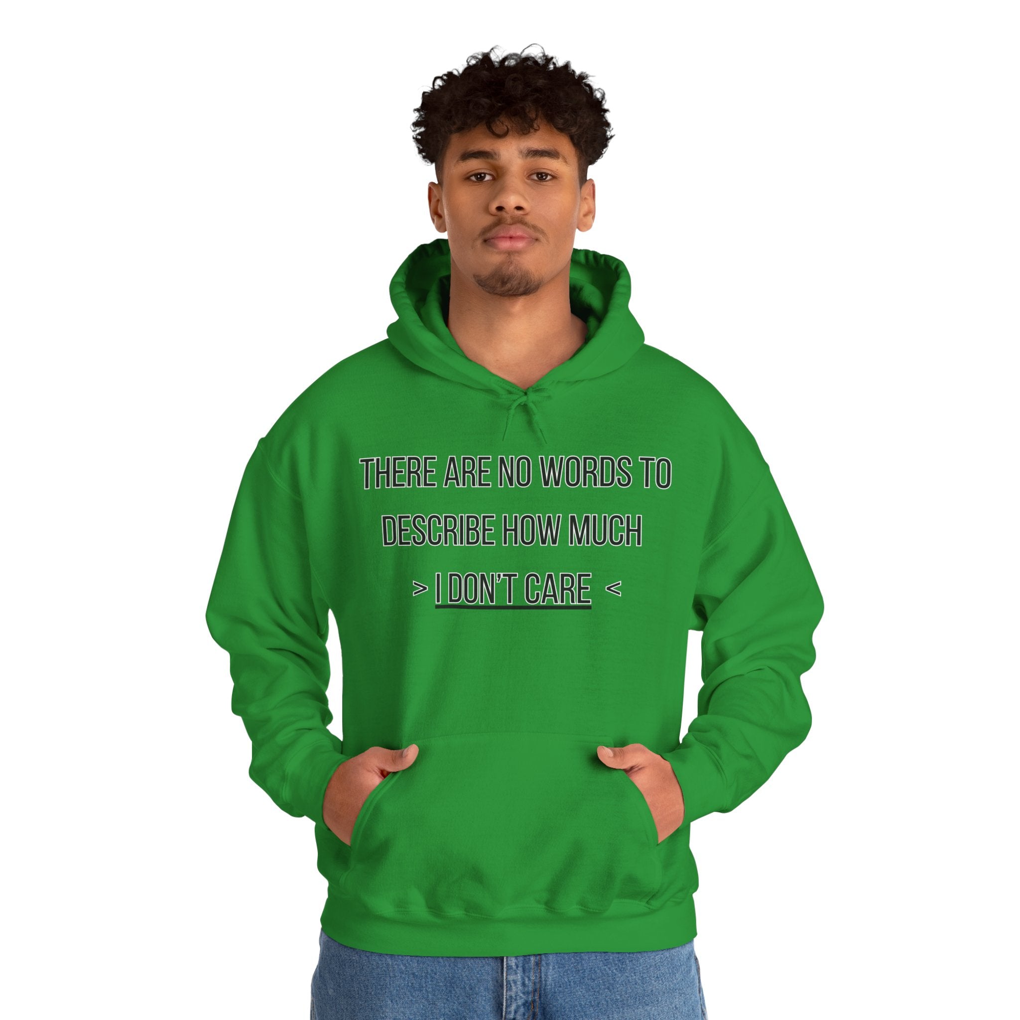 I Don't Care Hoodie | Unisex Heavy Blend Sweatshirt, Casual Wear, Gift for Friends, Cozy Fashion, Everyday Apparel