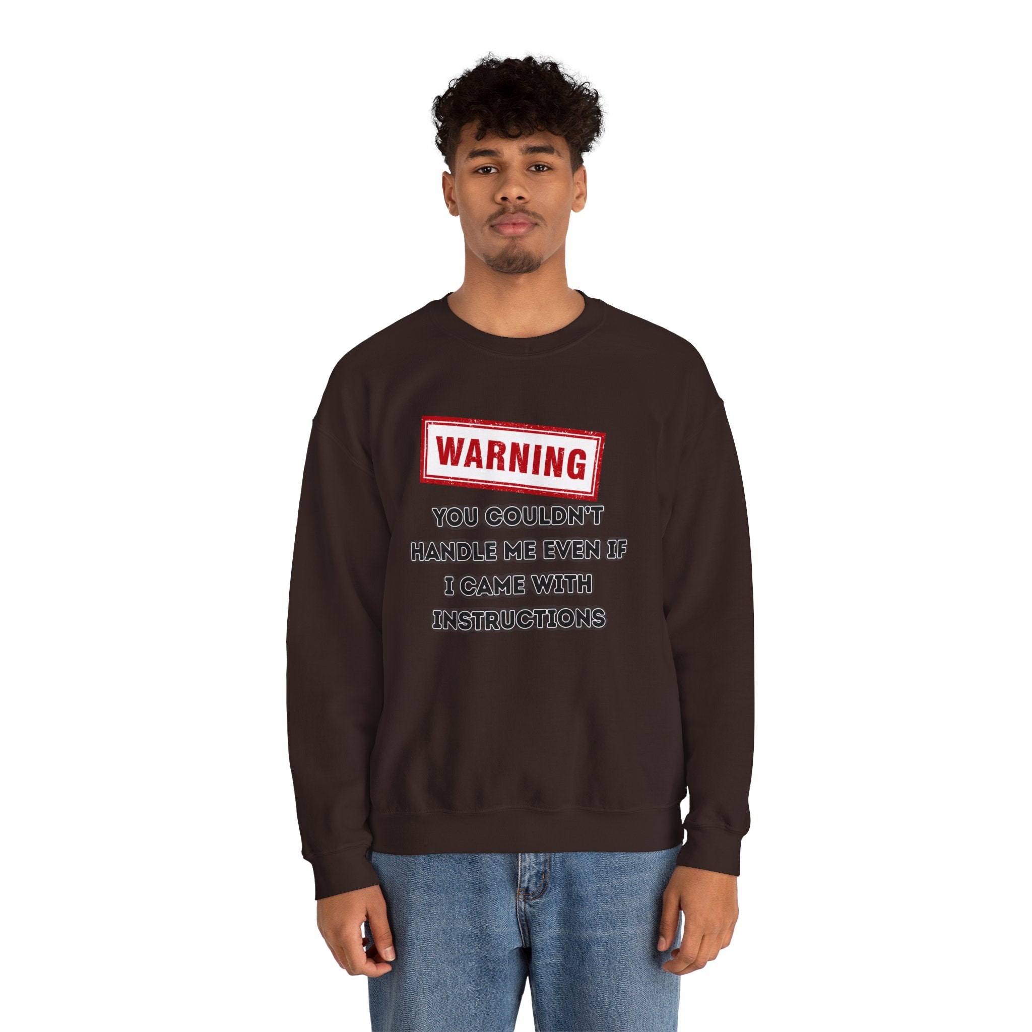 Warning Graphic Sweatshirt, Funny Crewneck for Laughter, Unisex Gift, Casual Style, Perfect for Everyday Wear