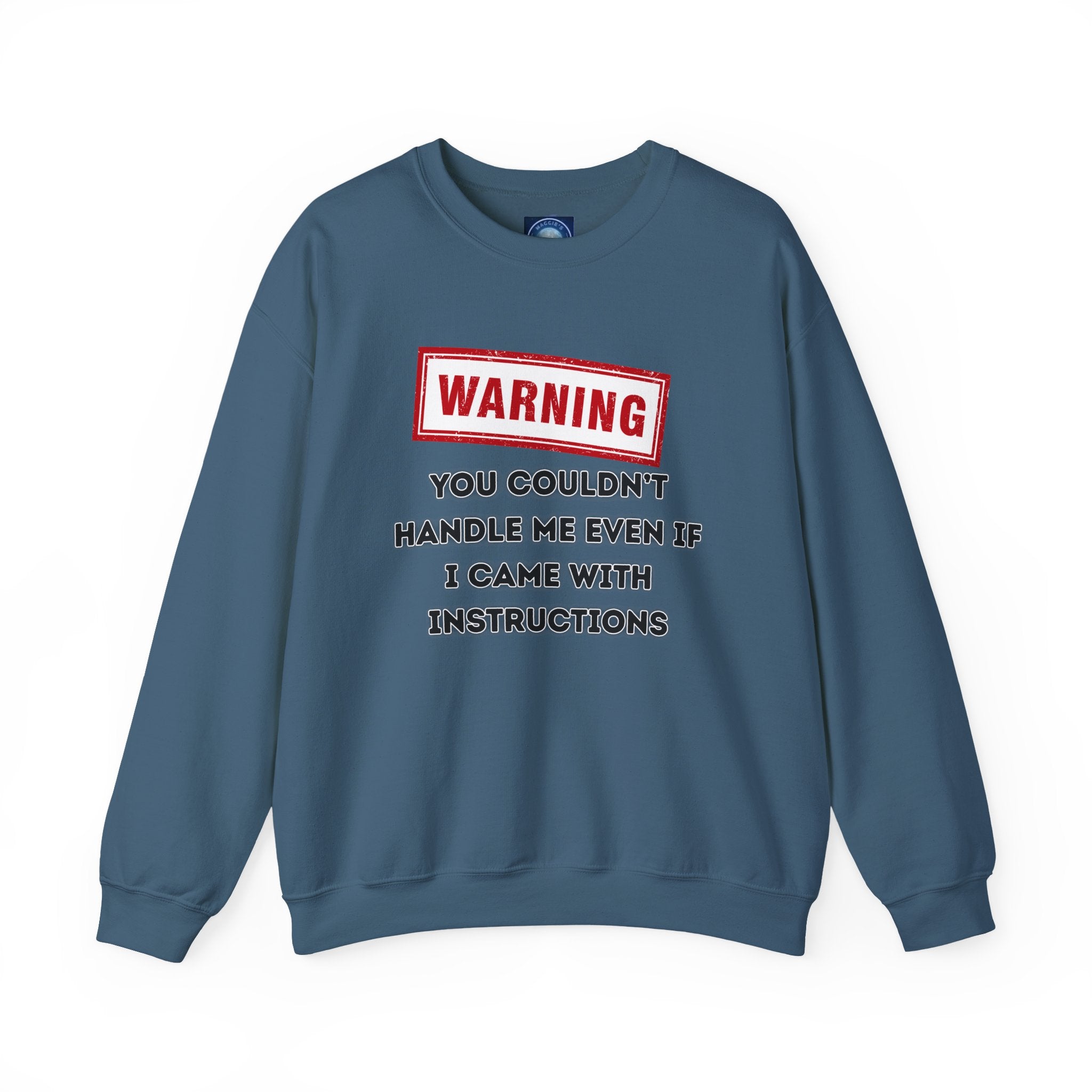 Warning Graphic Sweatshirt, Funny Crewneck for Laughter, Unisex Gift, Casual Style, Perfect for Everyday Wear
