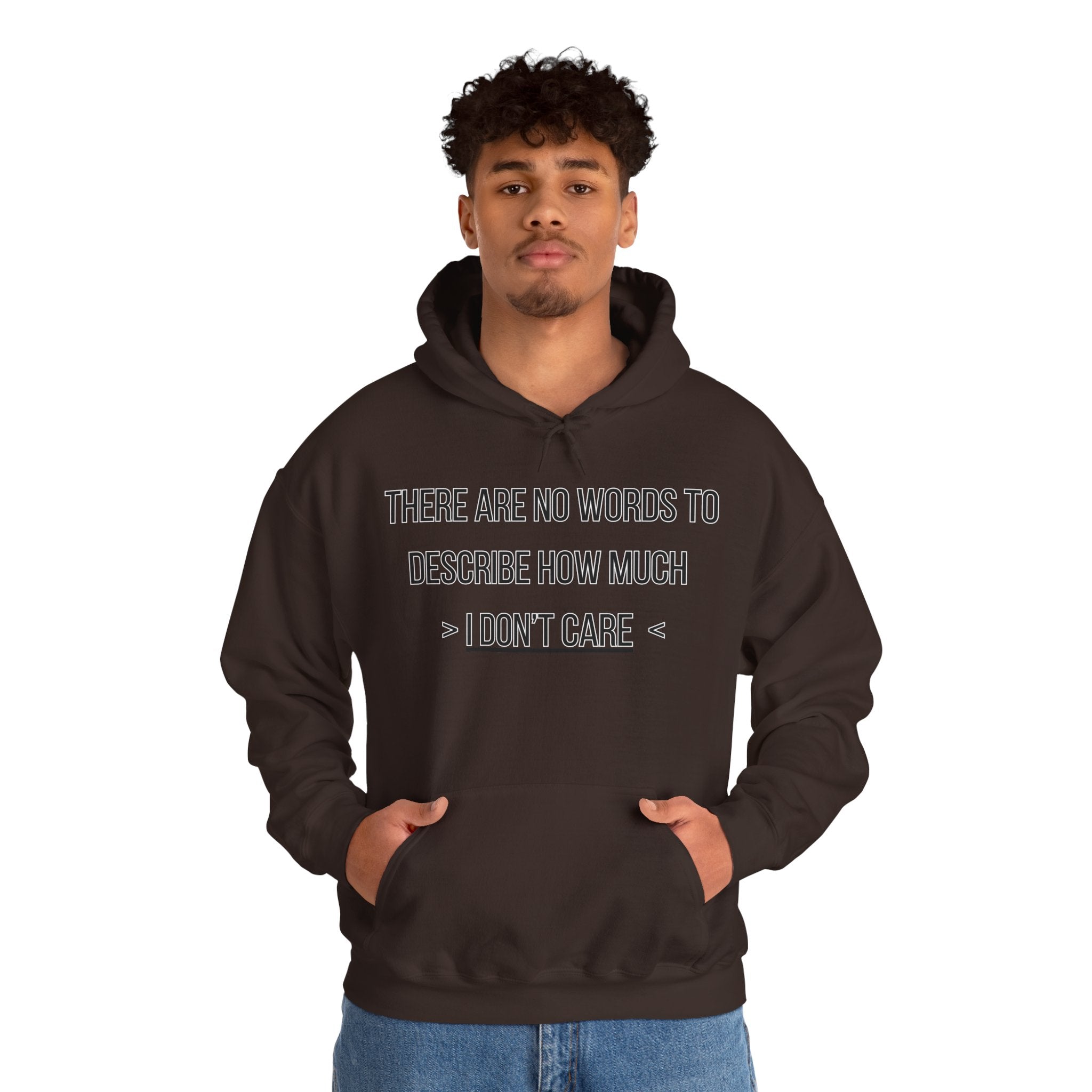 I Don't Care Hoodie | Unisex Heavy Blend Sweatshirt, Casual Wear, Gift for Friends, Cozy Fashion, Everyday Apparel