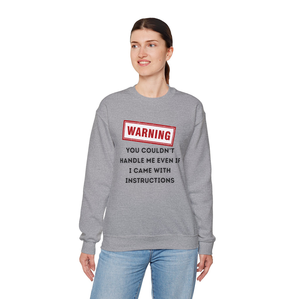Warning Graphic Sweatshirt, Funny Crewneck for Laughter, Unisex Gift, Casual Style, Perfect for Everyday Wear