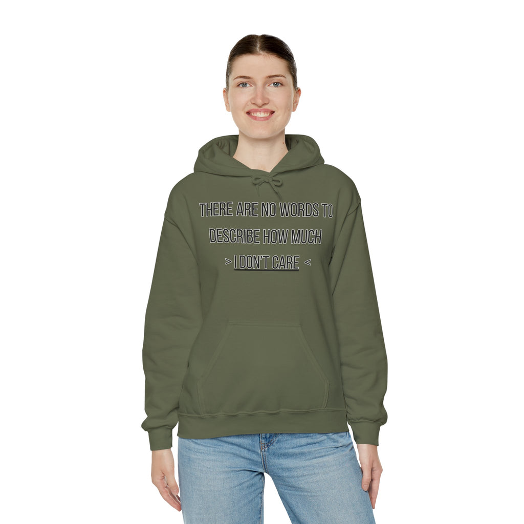 I Don't Care Hoodie | Unisex Heavy Blend Sweatshirt, Casual Wear, Gift for Friends, Cozy Fashion, Everyday Apparel