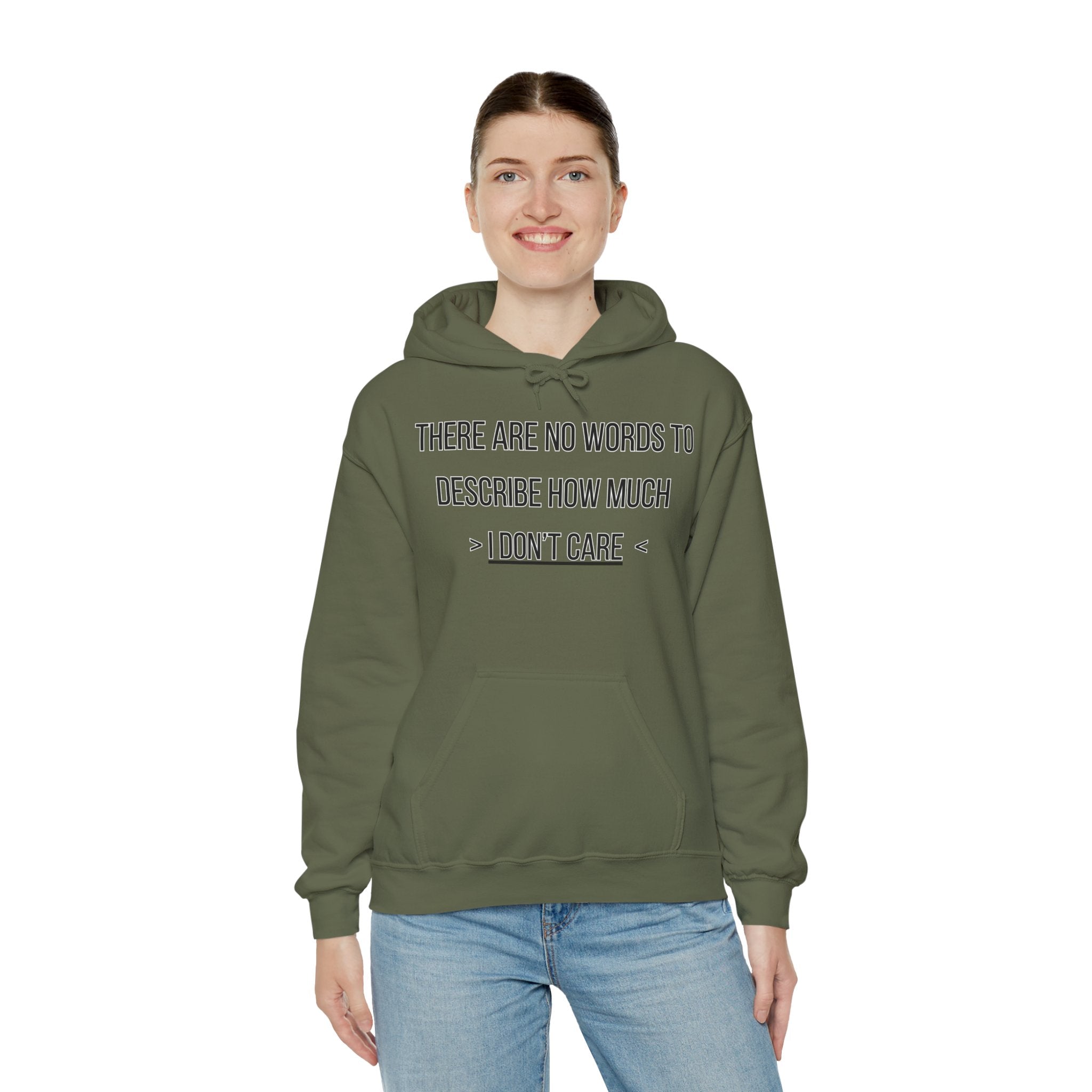 I Don't Care Hoodie | Unisex Heavy Blend Sweatshirt, Casual Wear, Gift for Friends, Cozy Fashion, Everyday Apparel