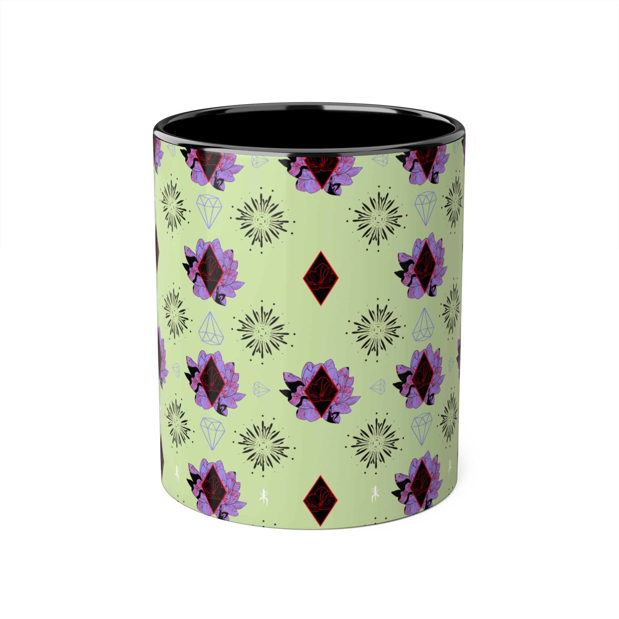Geometric Floral Accent Mug — 11oz Decorative Coffee Cup