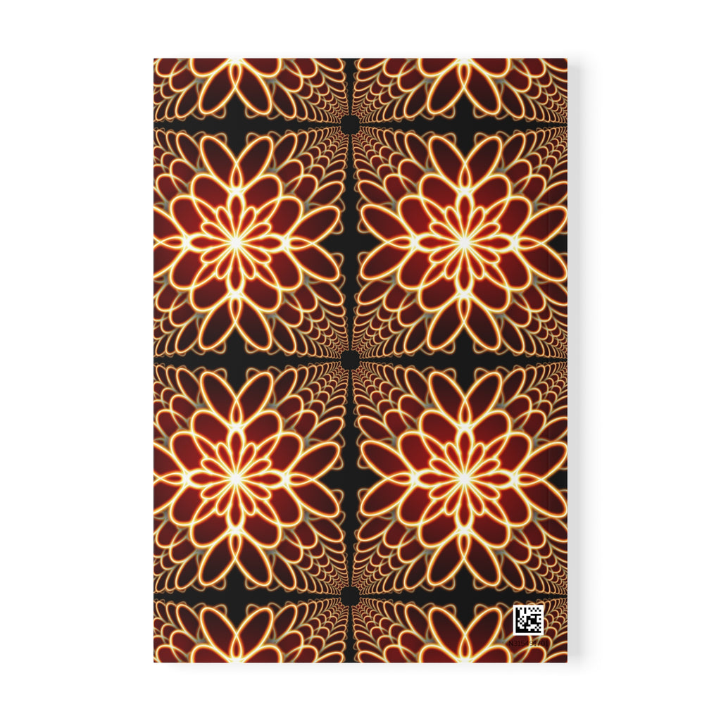 Floral Notebook — Warm Gold & Burgundy Patterned Softcover Journal
