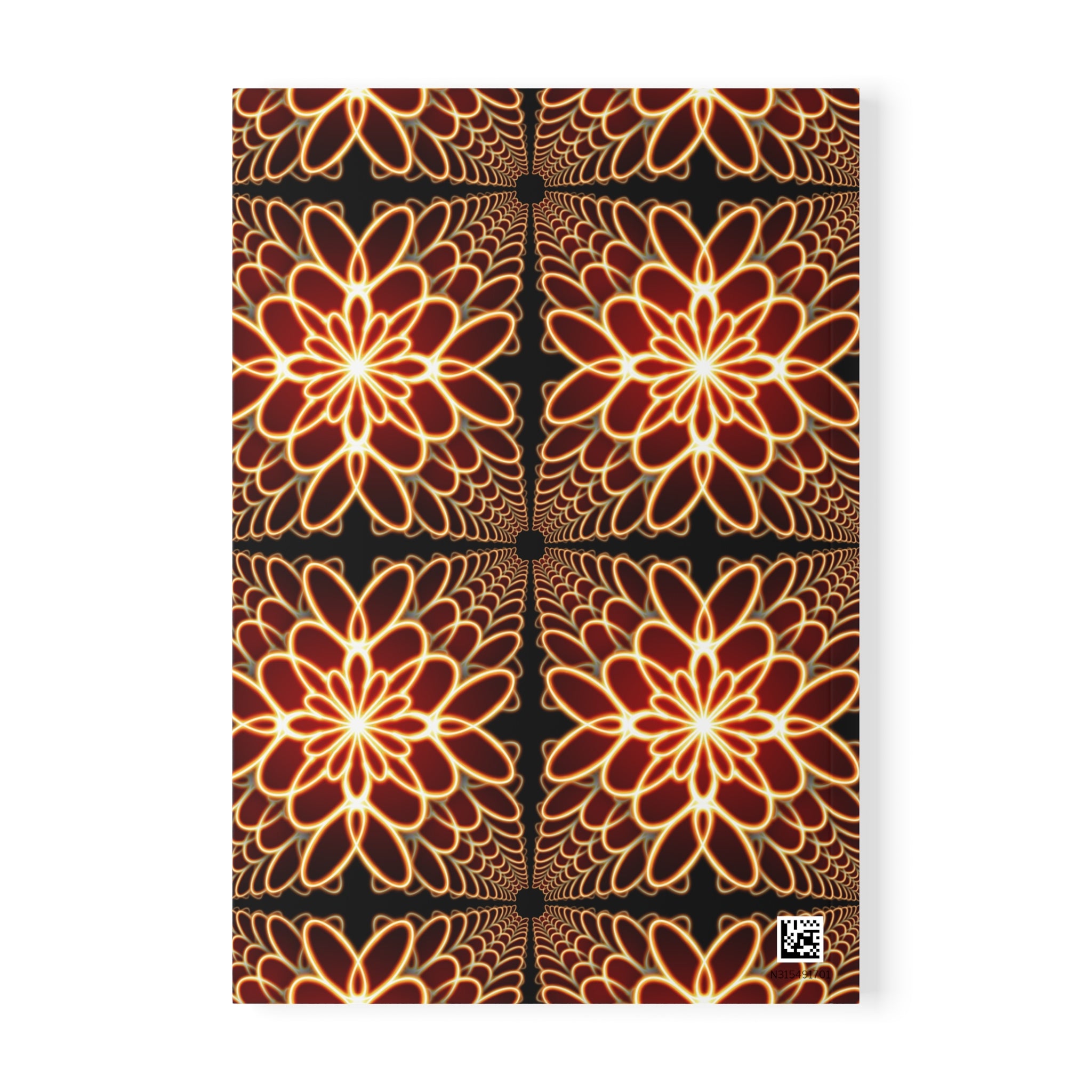 Floral Notebook — Warm Gold & Burgundy Patterned Softcover Journal