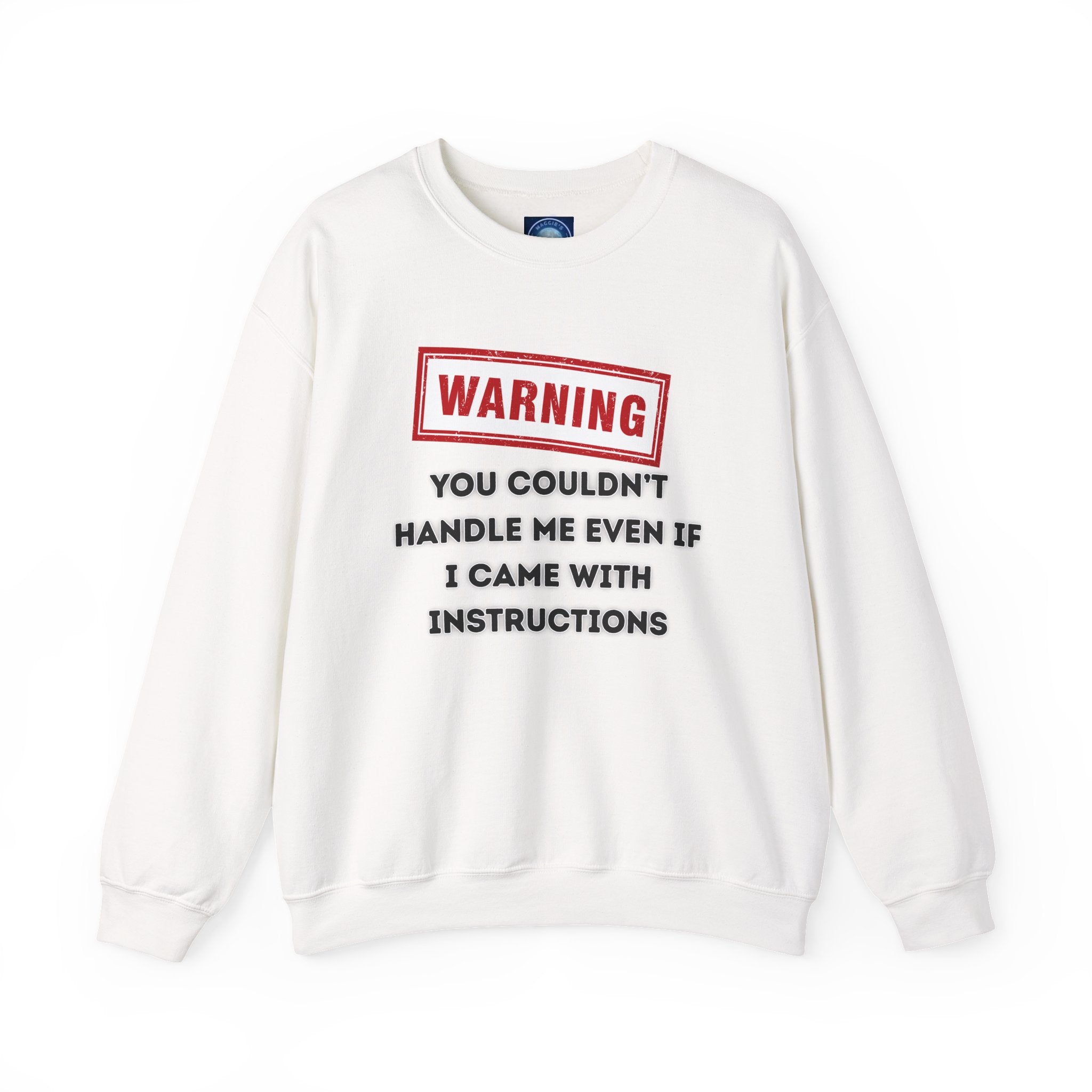 Warning Graphic Sweatshirt, Funny Crewneck for Laughter, Unisex Gift, Casual Style, Perfect for Everyday Wear