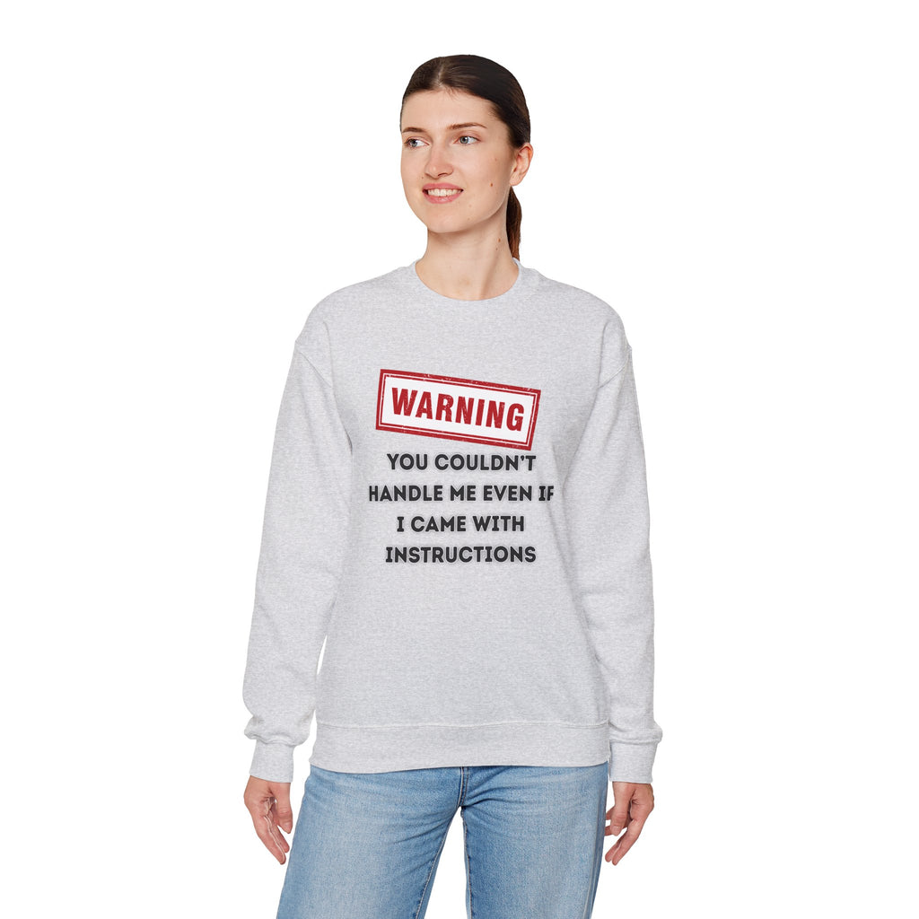 Warning Graphic Sweatshirt, Funny Crewneck for Laughter, Unisex Gift, Casual Style, Perfect for Everyday Wear