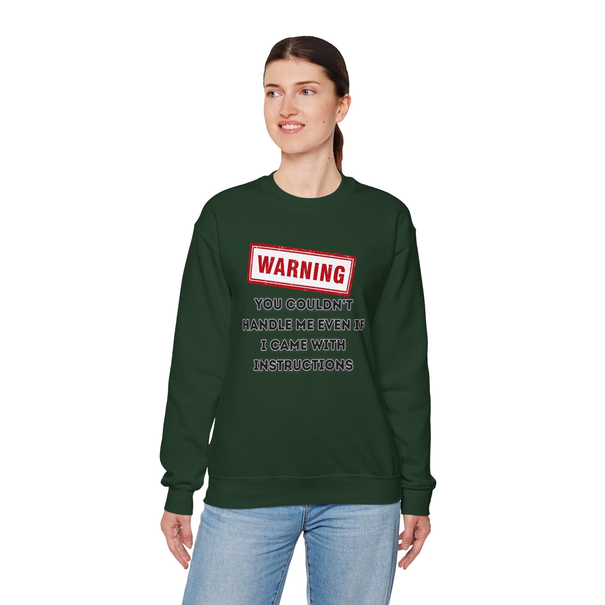 Warning Graphic Sweatshirt, Funny Crewneck for Laughter, Unisex Gift, Casual Style, Perfect for Everyday Wear