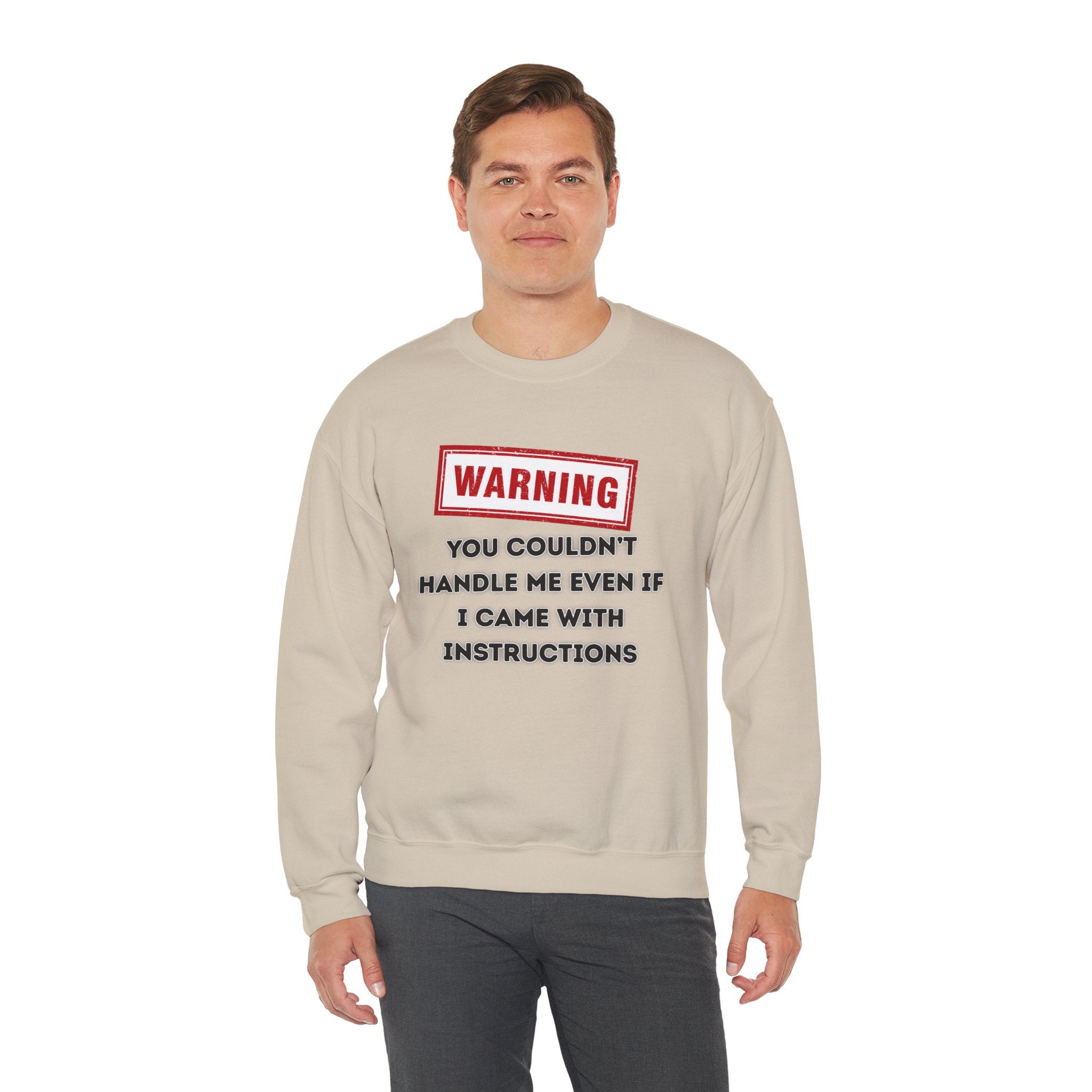 Warning Graphic Sweatshirt, Funny Crewneck for Laughter, Unisex Gift, Casual Style, Perfect for Everyday Wear