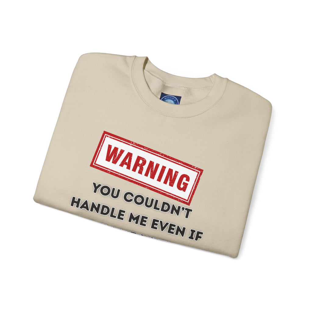 Warning Graphic Sweatshirt, Funny Crewneck for Laughter, Unisex Gift, Casual Style, Perfect for Everyday Wear