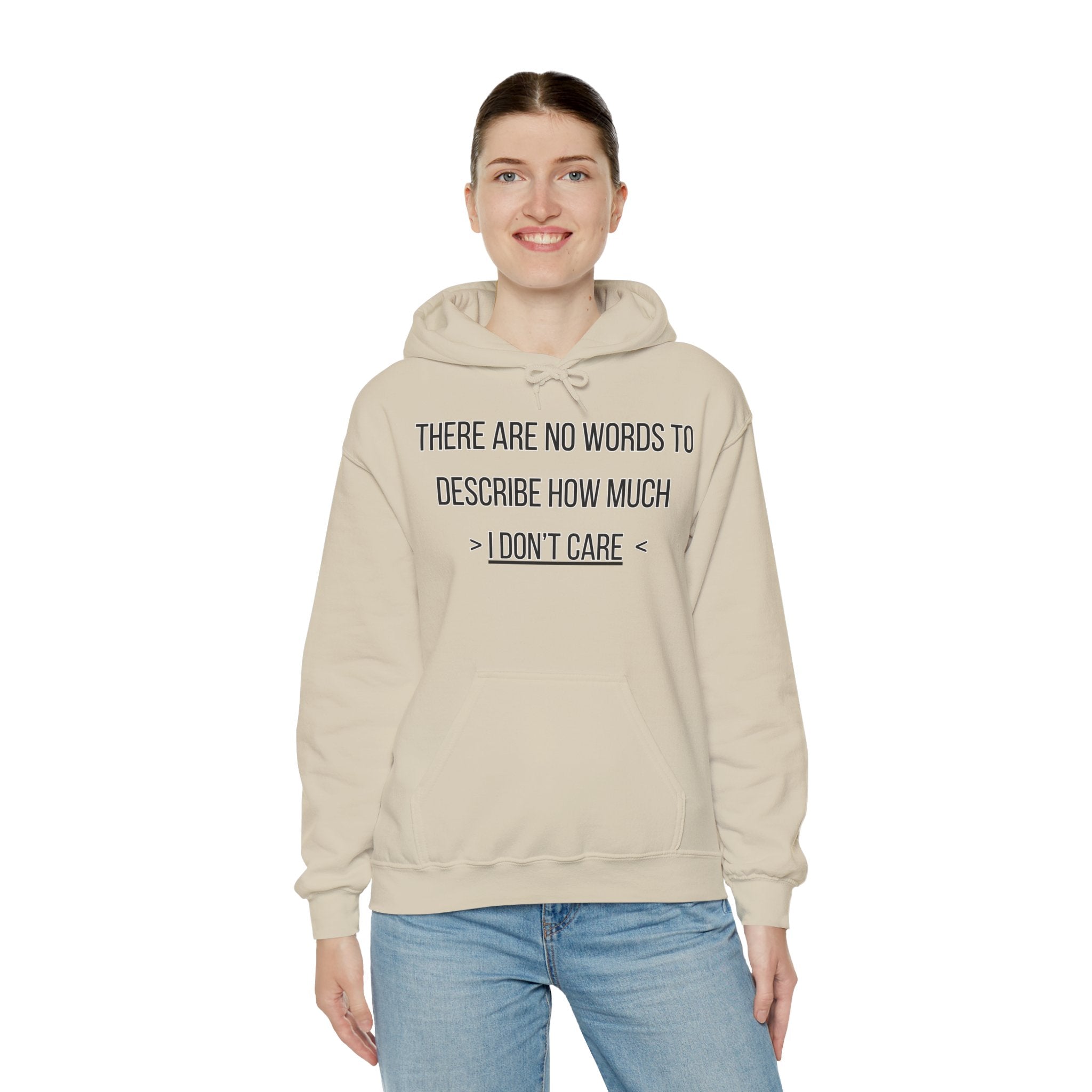I Don't Care Hoodie | Unisex Heavy Blend Sweatshirt, Casual Wear, Gift for Friends, Cozy Fashion, Everyday Apparel