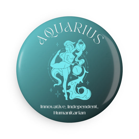 Aquarius, Button Magnet, Round (1 & 10 pcs)