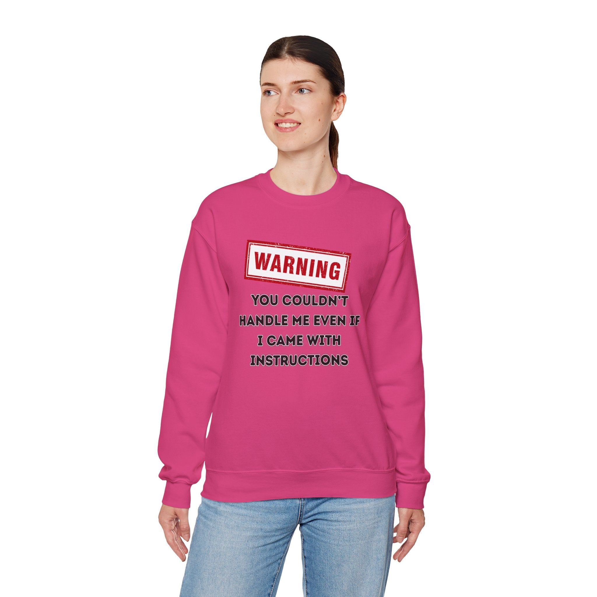 Warning Graphic Sweatshirt, Funny Crewneck for Laughter, Unisex Gift, Casual Style, Perfect for Everyday Wear
