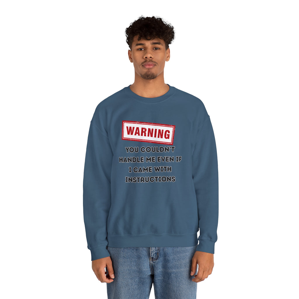 Warning Graphic Sweatshirt, Funny Crewneck for Laughter, Unisex Gift, Casual Style, Perfect for Everyday Wear
