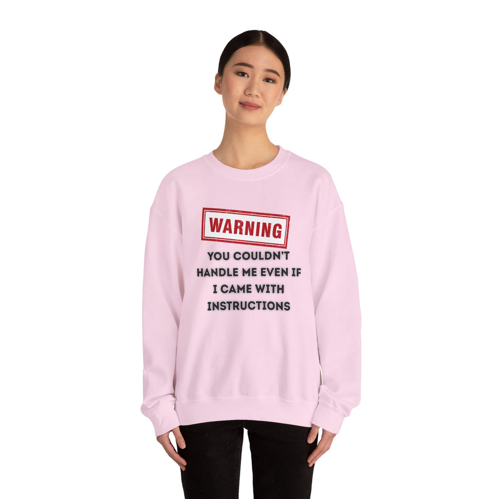 Warning Graphic Sweatshirt, Funny Crewneck for Laughter, Unisex Gift, Casual Style, Perfect for Everyday Wear